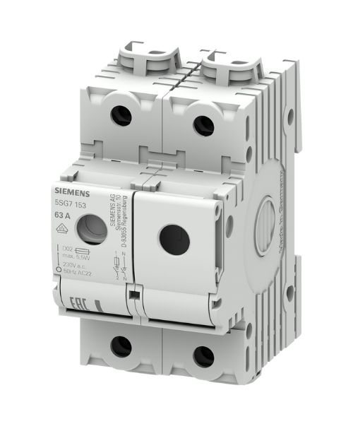 5SG7153 SIEMENS 63A;>N<MINIZED SİGORTALAR 230/400 V AC; D02 BOY İÇİN; 1+N FAZLI; 3TE