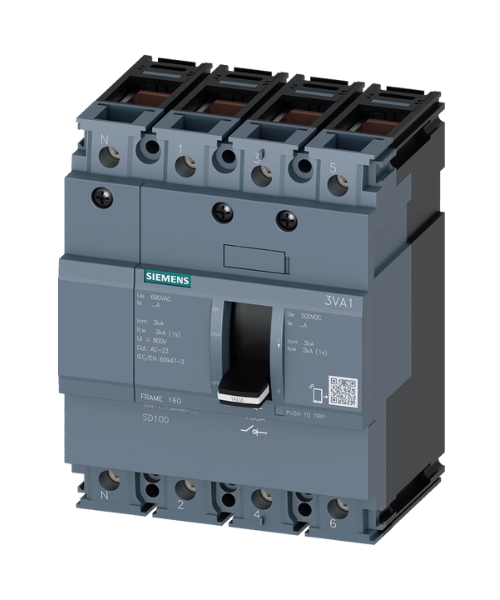 3VA1110-1AA46-0AA0 SIEMENS YÜK KESİCİ ŞALTER 4 KUTUP IN=100A KORUMASIZ