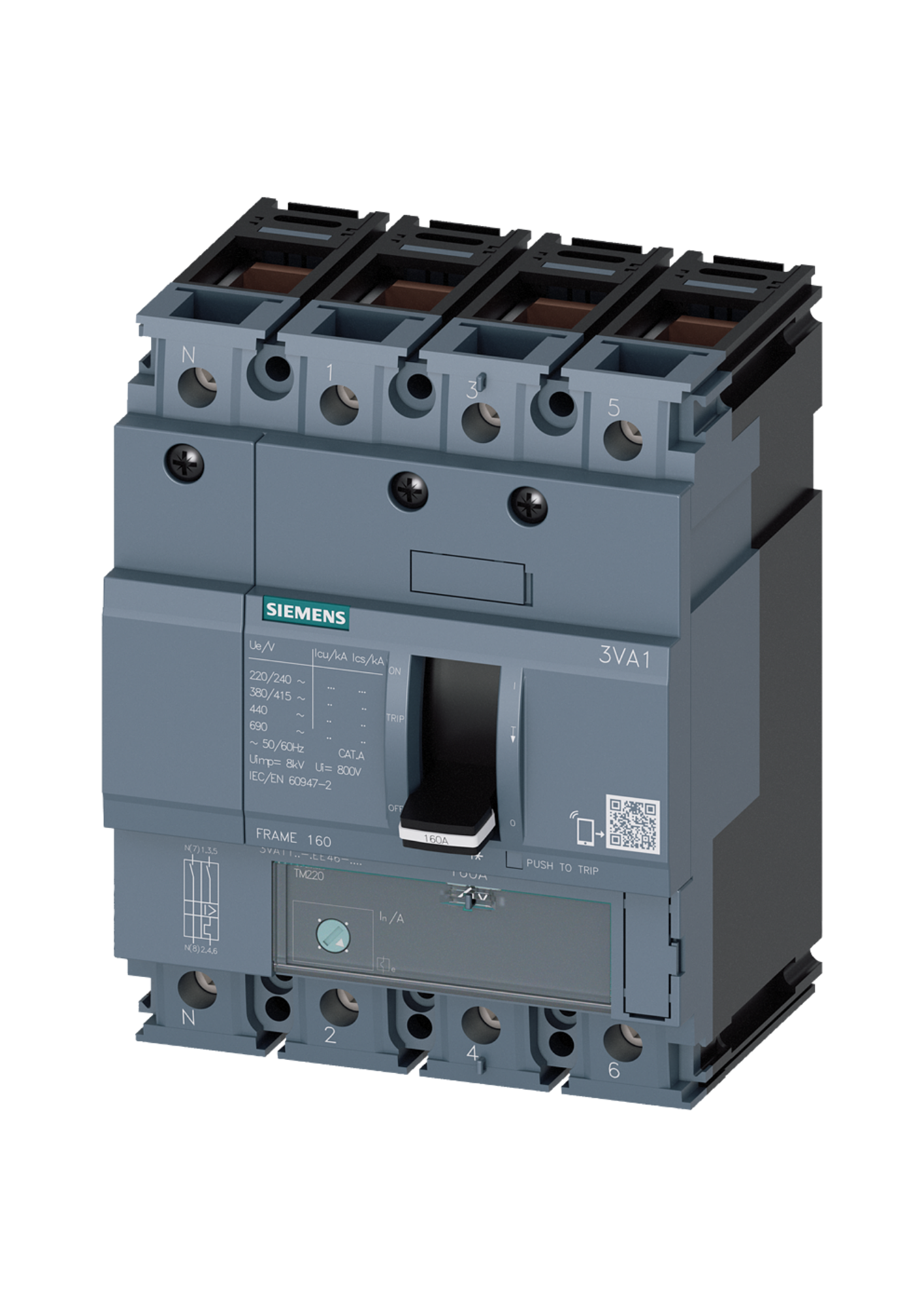 3VA1116-4EE46-0AA0 SIEMENS TMŞ 36KA 4 KUTUP TM220 IN=160 A IR=112 A...160 A Iİ=10 X IN