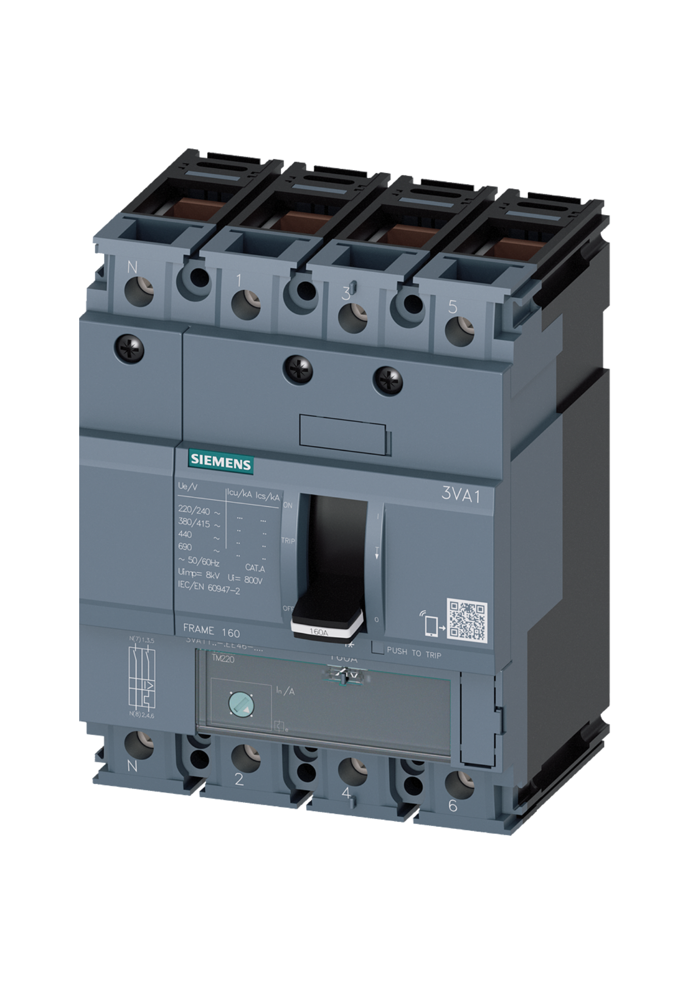 3VA1150-5EE46-0AA0 SIEMENS TMŞ 55KA 4 KUTUP TM220 IN=50 A IR=35 A...50 A Iİ=10 X IN