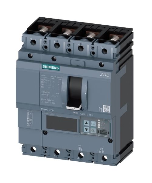 3VA2225-5KP42-0AA0 SIEMENS TMŞ 55KA 4 KUTUP ETU850, LSI, IN=250 A IR=100 A...250 A, Iİ=1.5..10X IN