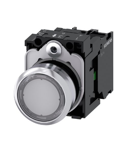 3SU1156-0AB70-1BA0 SIEMENS METAL KOMPLE IŞIKLI YAY DÖNÜŞLÜ BUTONLAR RENKSİZ 230 AC 1NO