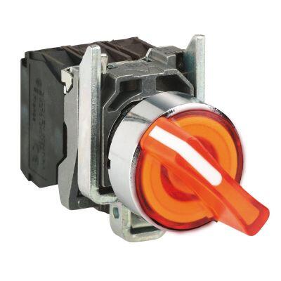SCHNEIDER ELECTRIC KALICI IŞIKLI MANDAL BUTON TURUNCU 1-0-2 24V AC-DC LEDLİ